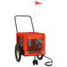 Pet Bike Trailer Orange and Black Oxford Fabric Iron Ktkax