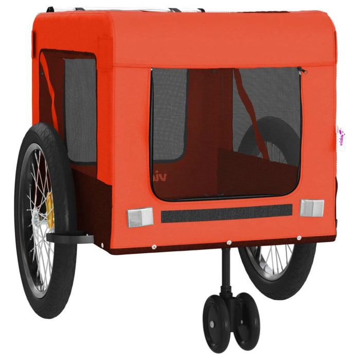 Pet Bike Trailer Orange and Black Oxford Fabric Iron Ktkax