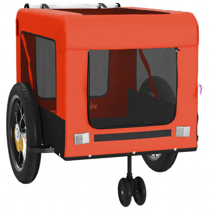 Pet Bike Trailer Orange And Black Oxford Fabric Iron Ktkxn