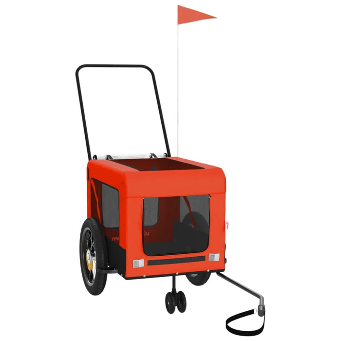 Pet Bike Trailer Orange And Black Oxford Fabric Iron Ktkxn