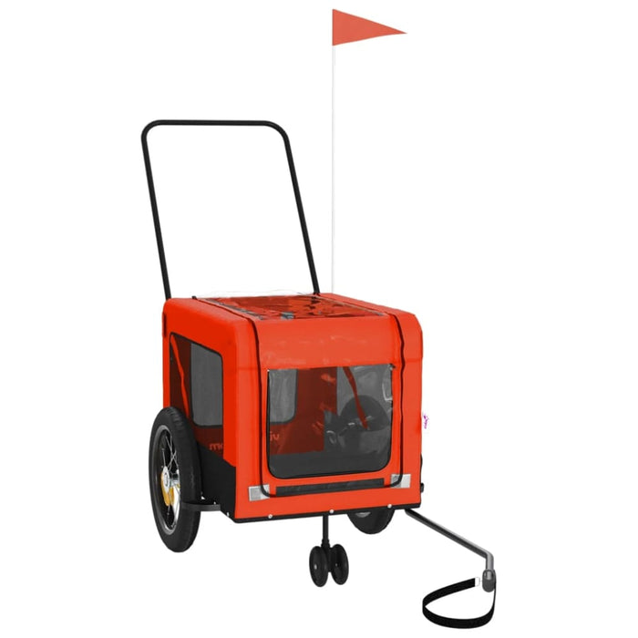 Pet Bike Trailer Orange And Black Oxford Fabric Iron Ktkxn