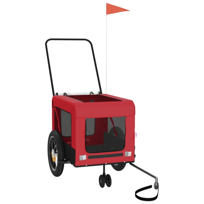 Pet Bike Trailer Red And Black Oxford Fabric Iron Ktkxk