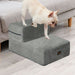 Goslash Picks Pet Stairs 2 Step Ramp Portable Adjustable