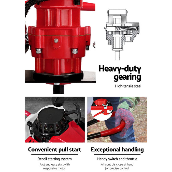 Petrol Post Hole Digger Drill 92cc Motor Fence Extension