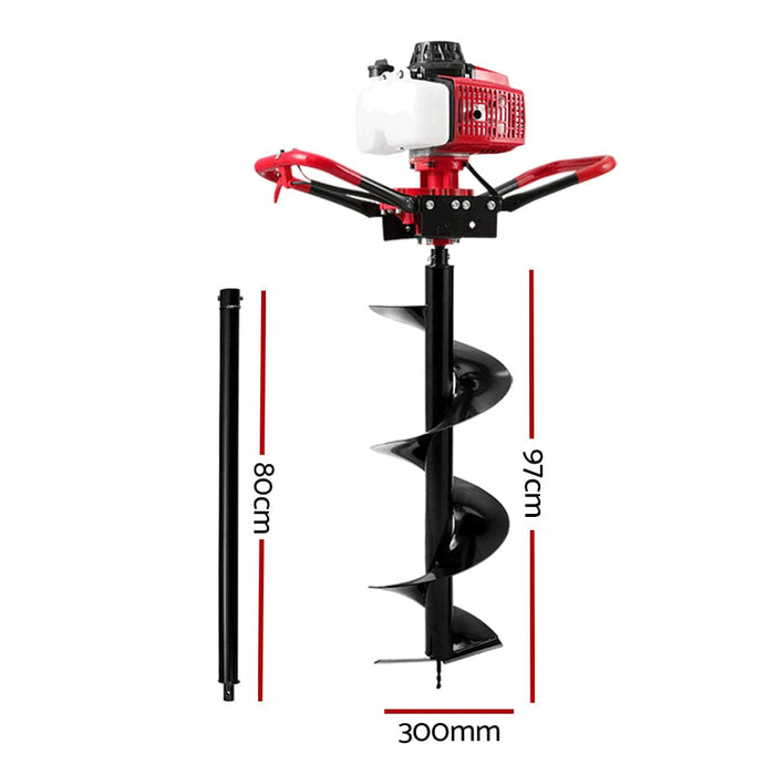 Petrol Post Hole Digger Drill 92cc Motor Fence Extension