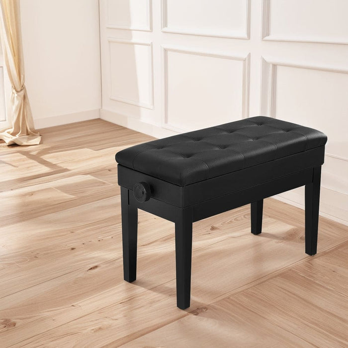 Piano Bench Stool Adjustable Height Keyboard Seat Black