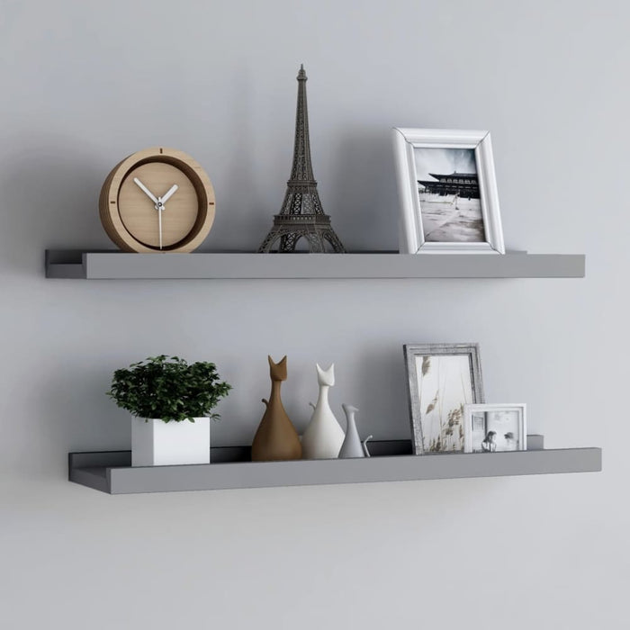 Picture Frame Ledge Shelves 2 Pcs Grey Mdf Txtktl