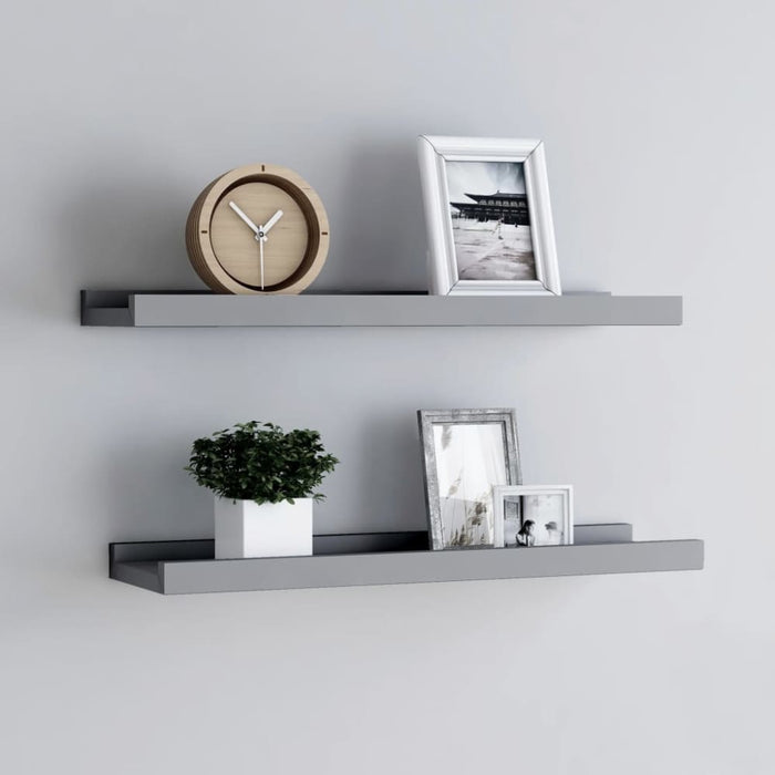 Picture Frame Ledge Shelves 2 Pcs Grey Mdf Txtktp