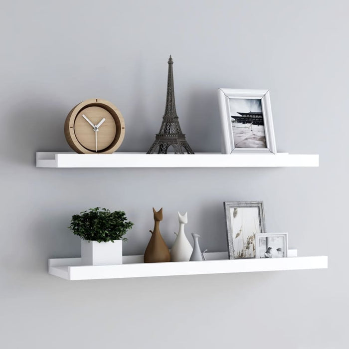 Picture Frame Ledge Shelves 2 Pcs White Mdf Txtktb