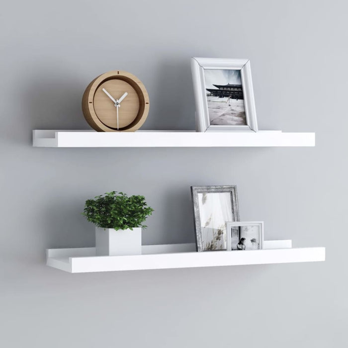 Picture Frame Ledge Shelves 2 Pcs White Mdf Txtkxn