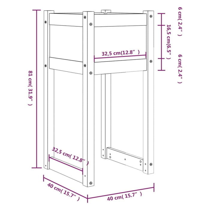 Planter 40x40x81 Cm Solid Wood Pine Nxxoxx