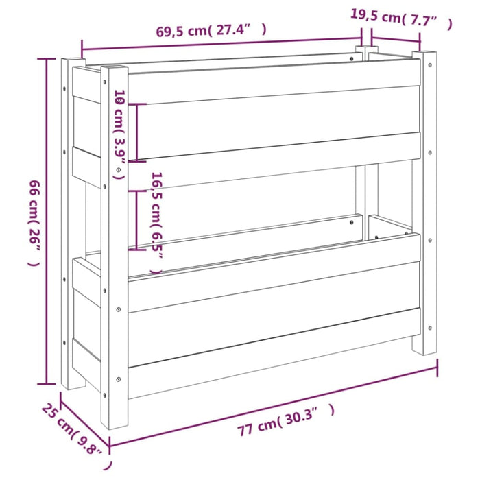 Planter Grey 77x25x66 Cm Solid Wood Pine Nxtkat