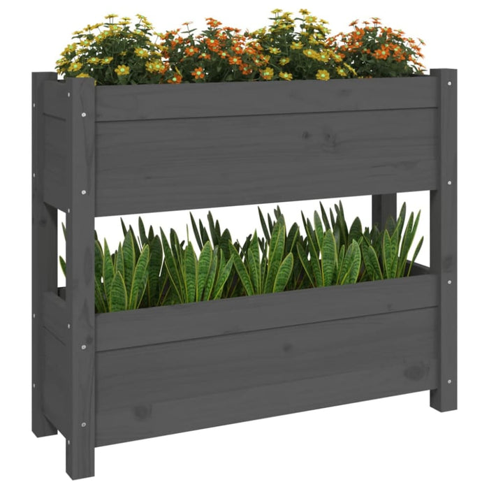 Planter Grey 77x25x66 Cm Solid Wood Pine Nxtkat