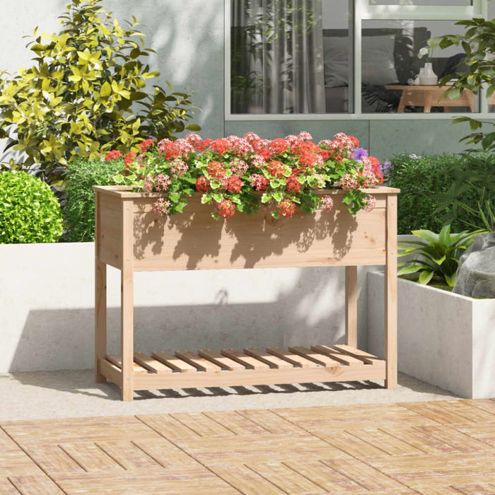 Planter With Shelf 111.5x54x81 Cm Solid Wood Pine Nxtini