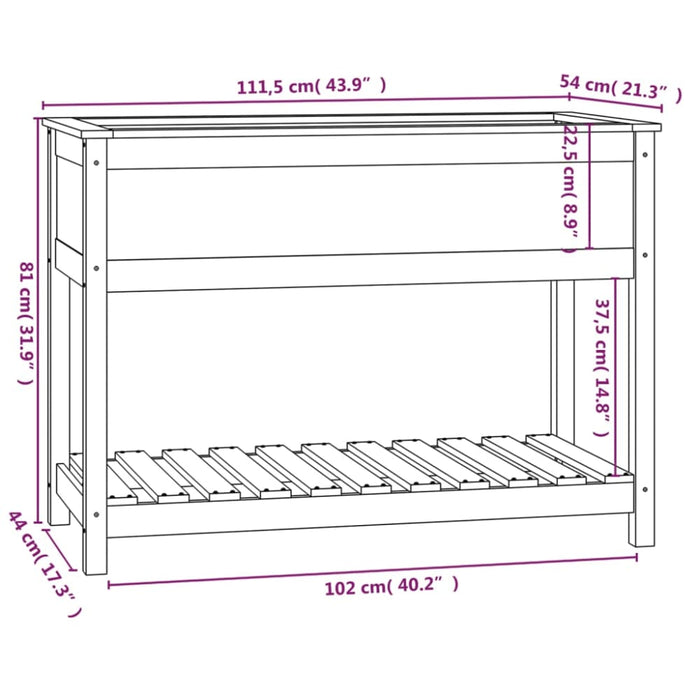 Planter With Shelf 111.5x54x81 Cm Solid Wood Pine Nxtini