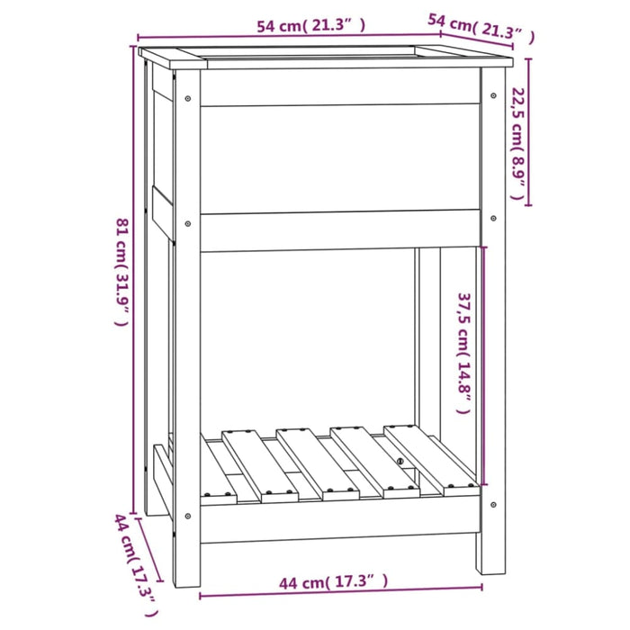 Planter With Shelf 54x54x81 Cm Solid Wood Pine Nxtiit