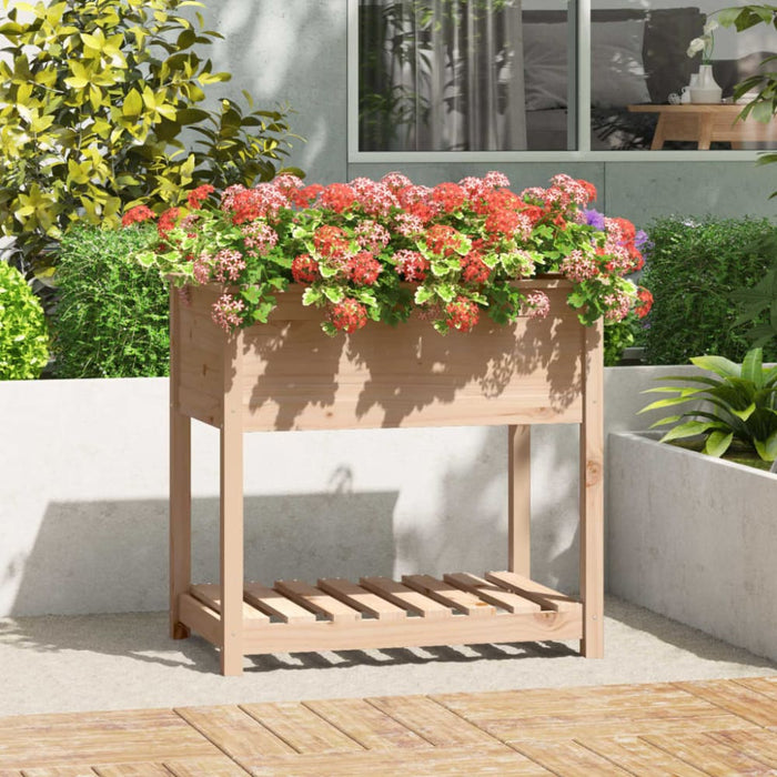 Planter With Shelf 82.5x54x81 Cm Solid Wood Pine Nxtinb