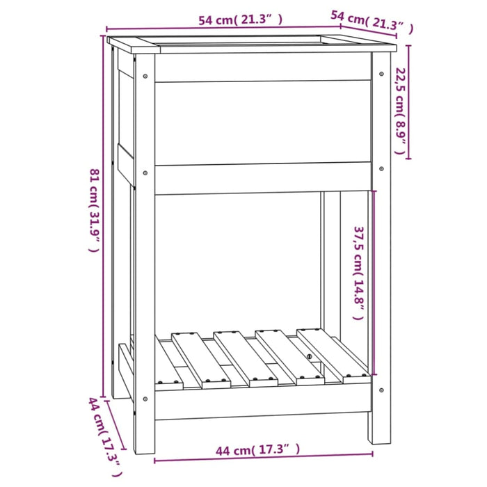 Planter With Shelf Grey 54x54x81 Cm Solid Wood Pine Nxtiip