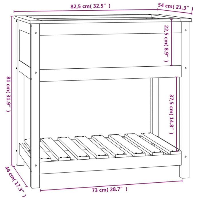 Planter With Shelf Grey 82.5x54x81 Cm Solid Wood Pine Nxtinx