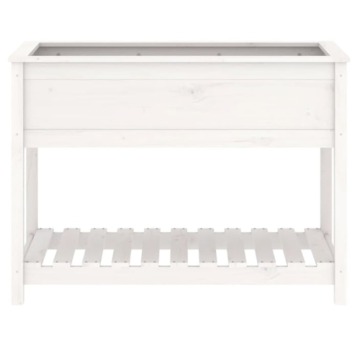 Planter With Shelf White 111.5x54x81 Cm Solid Wood Pine