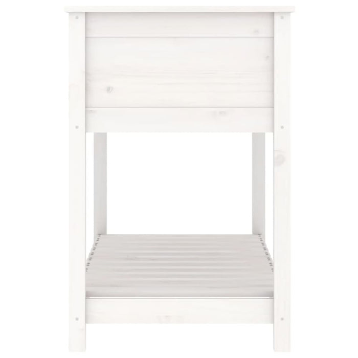 Planter With Shelf White 111.5x54x81 Cm Solid Wood Pine