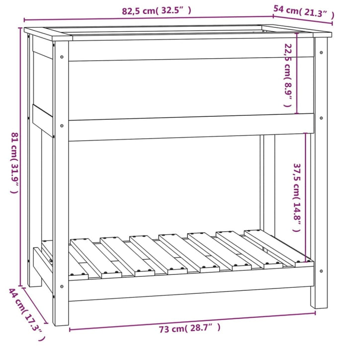 Planter With Shelf White 82.5x54x81 Cm Solid Wood Pine