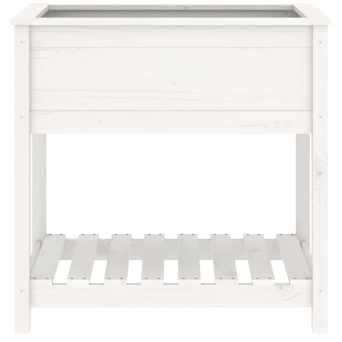 Planter With Shelf White 82.5x54x81 Cm Solid Wood Pine