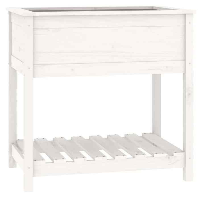 Planter With Shelf White 82.5x54x81 Cm Solid Wood Pine