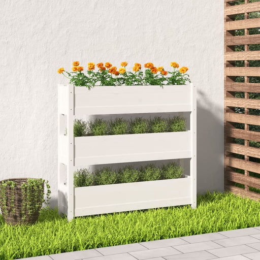 Planter White 112x25x104.5 Cm Solid Wood Pine Nxtkxo