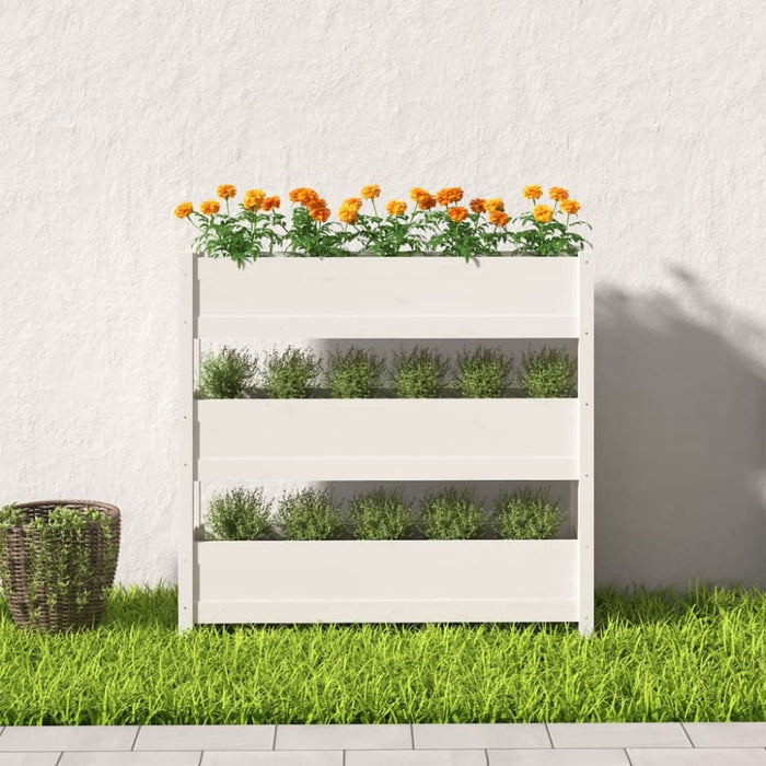 Planter White 112x25x104.5 Cm Solid Wood Pine Nxtkxo