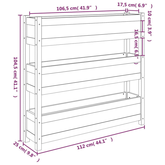 Planter White 112x25x104.5 Cm Solid Wood Pine Nxtkxo