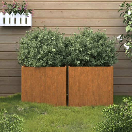 Planters 2 Pcs Grey 42x40x39 Cm Weathering Steel Nxoppb