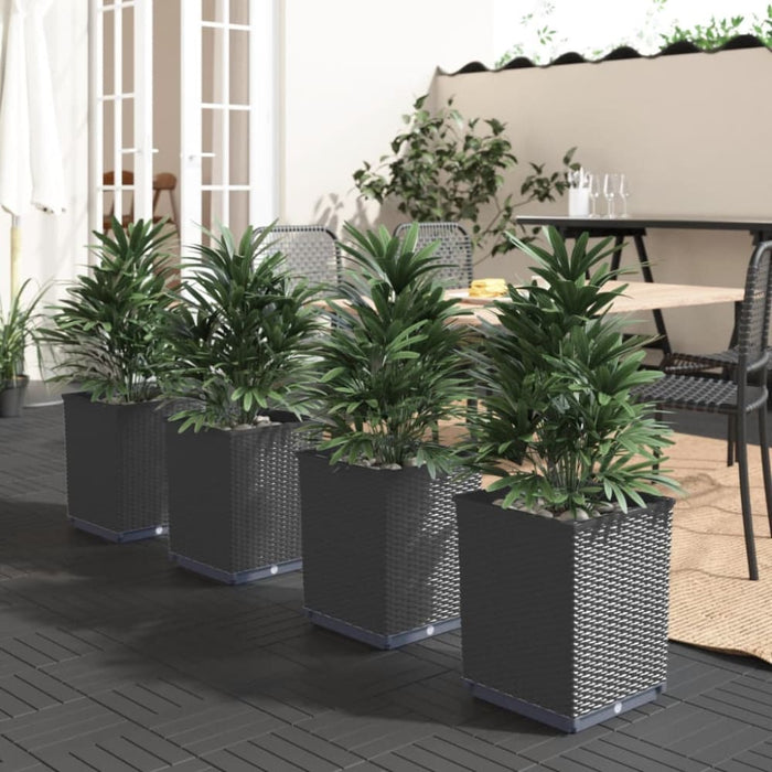 Planters 4 Pcs Black 30x30x37 Cm Polypropylene Tlaoni