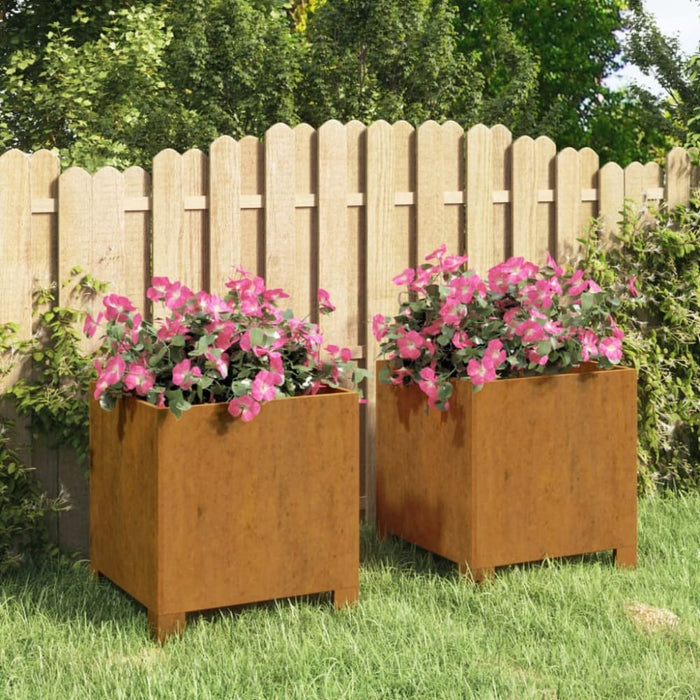 Planters With Legs 2 Pcs Grey 32x30x33 Cm Corten Steel