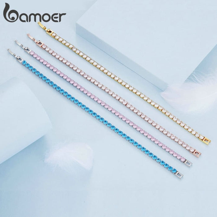 Plated Platinum 5 Colours Tennis Bracelet For Women