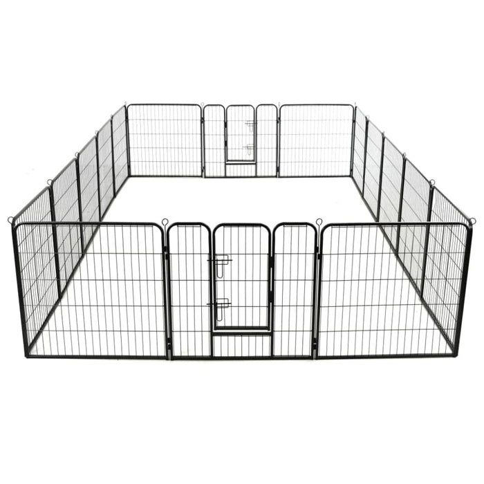 Dog Playpen 16 Panels Steel Black Xipako