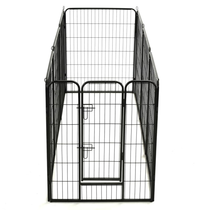 Dog Playpen 8 Panels Steel Black Oibpia