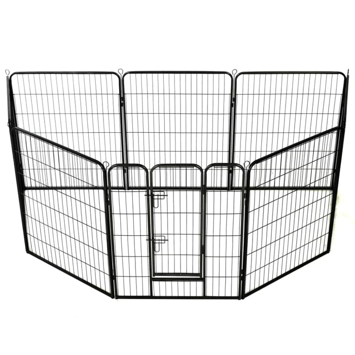 Dog Playpen 8 Panels Steel Black Oibpia