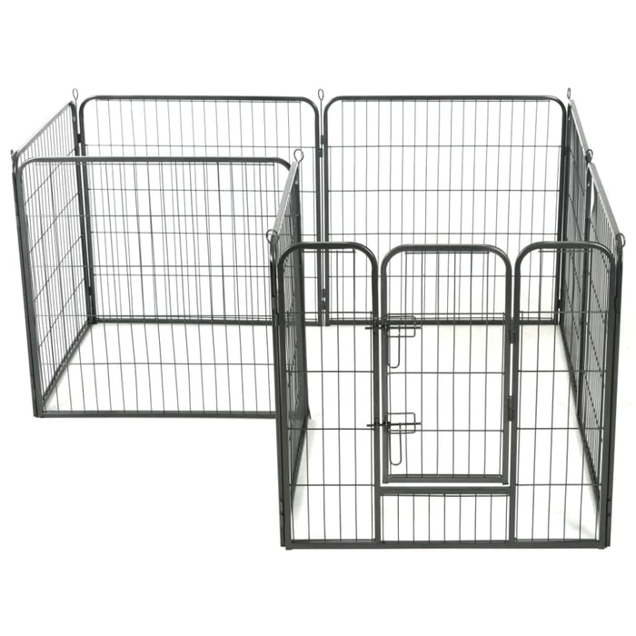 Dog Playpen 8 Panels Steel Black Oibpio