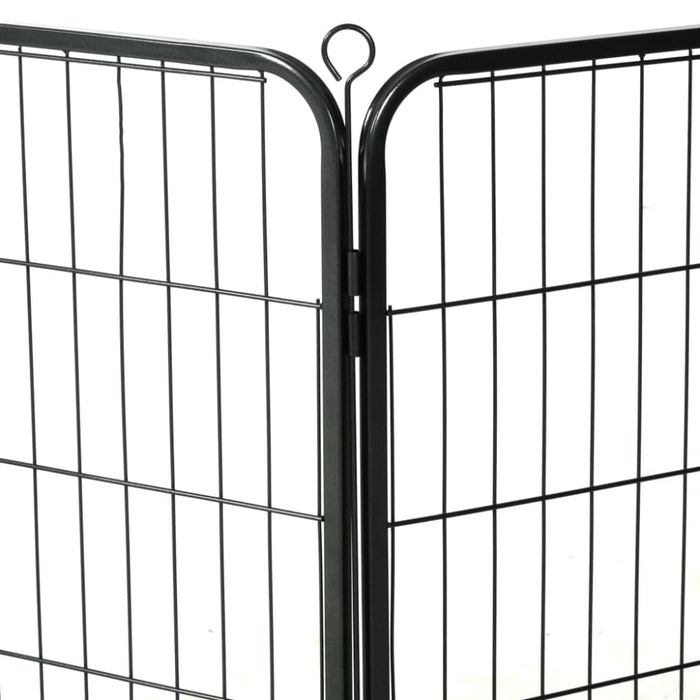 Dog Playpen 8 Panels Steel Black Oibpio