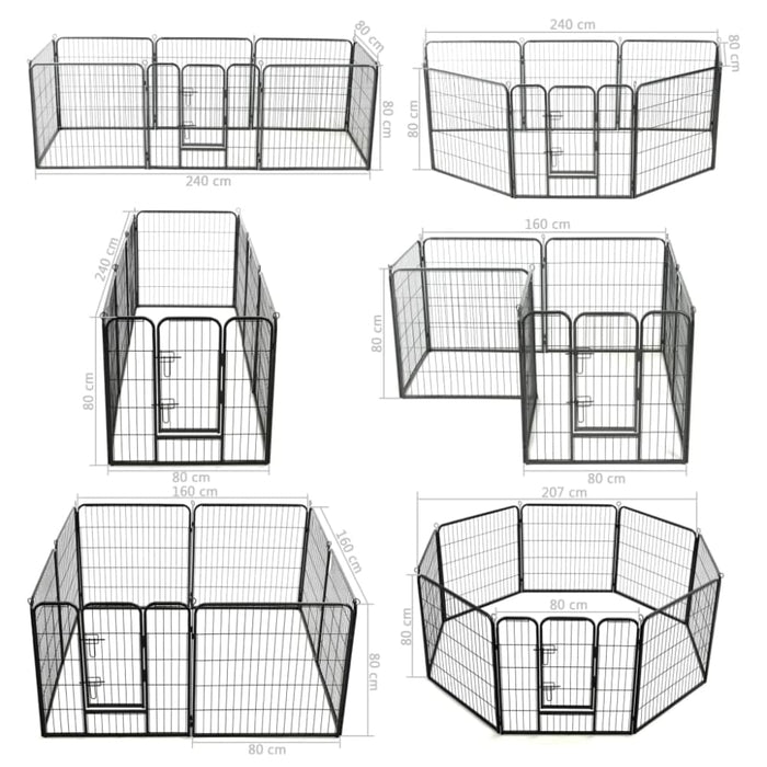 Dog Playpen 8 Panels Steel Black Oibpio