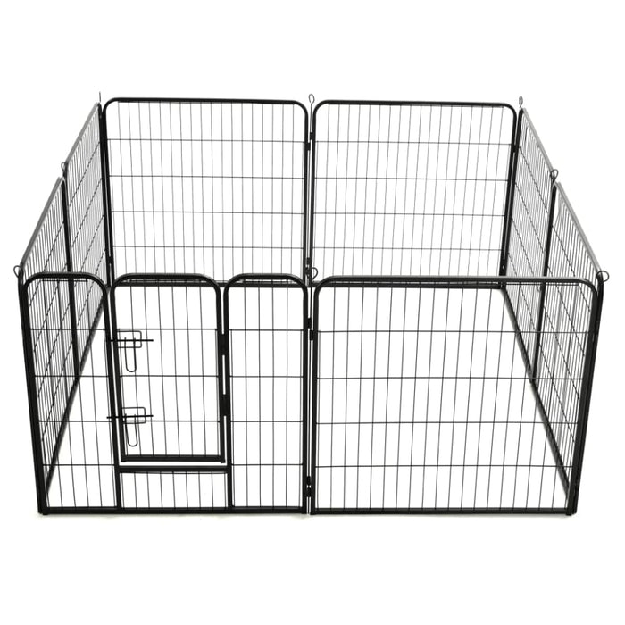 Dog Playpen 8 Panels Steel Black Oibpio