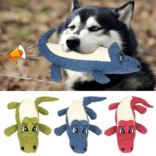 Plush Alligator Shape Pet Chew Toys For Grinding Teeth