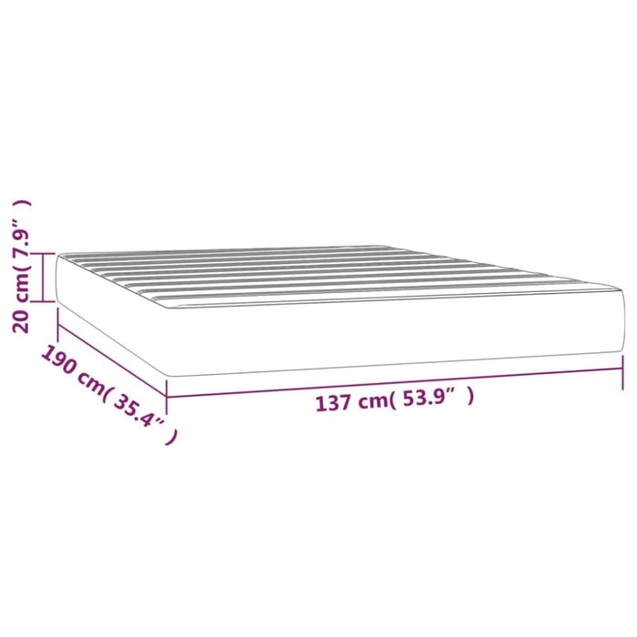 Pocket Spring Bed Mattress Black 137x190x20 Cm Velvet Tainii