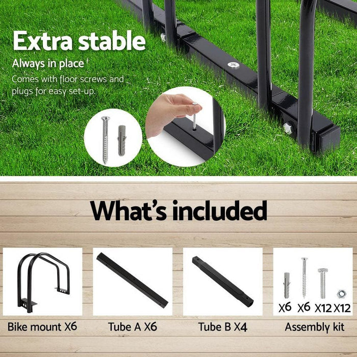 Portable Bike 6 Parking Rack Bicycle Instant Storage Stand