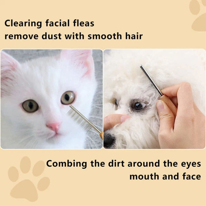 Portable Cat Dog Comb with Wood Handle