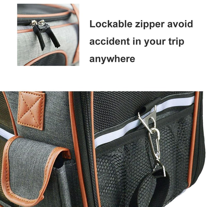 Portable Comfortable Pu Handle Lockable Zipper Pocket