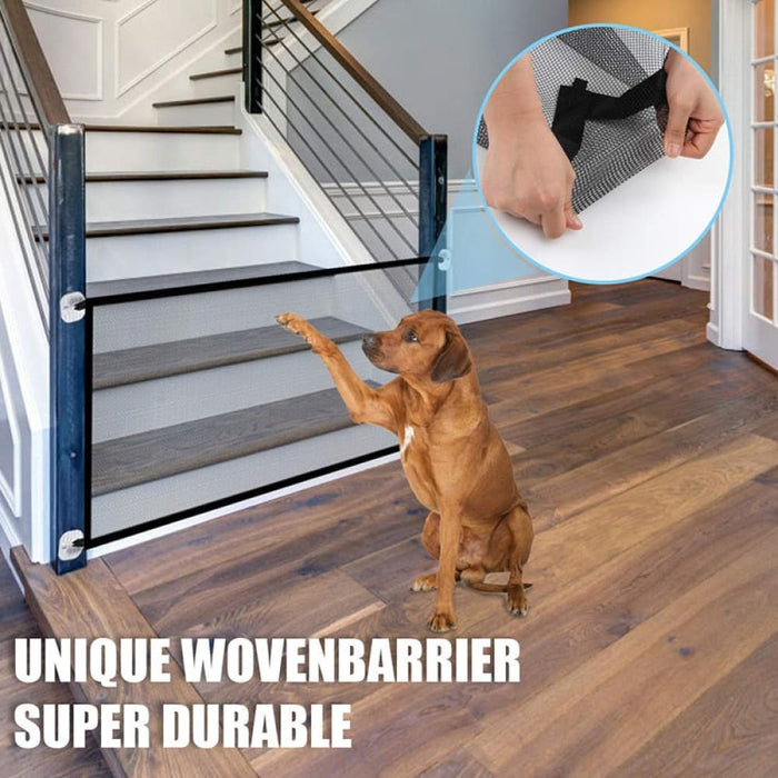 Portable Folding Mesh Dog Gate Durable Retractable Pole