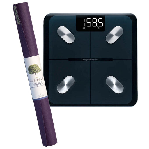 Portable Purple Yoga Mat And Body Fat Scale Bundle