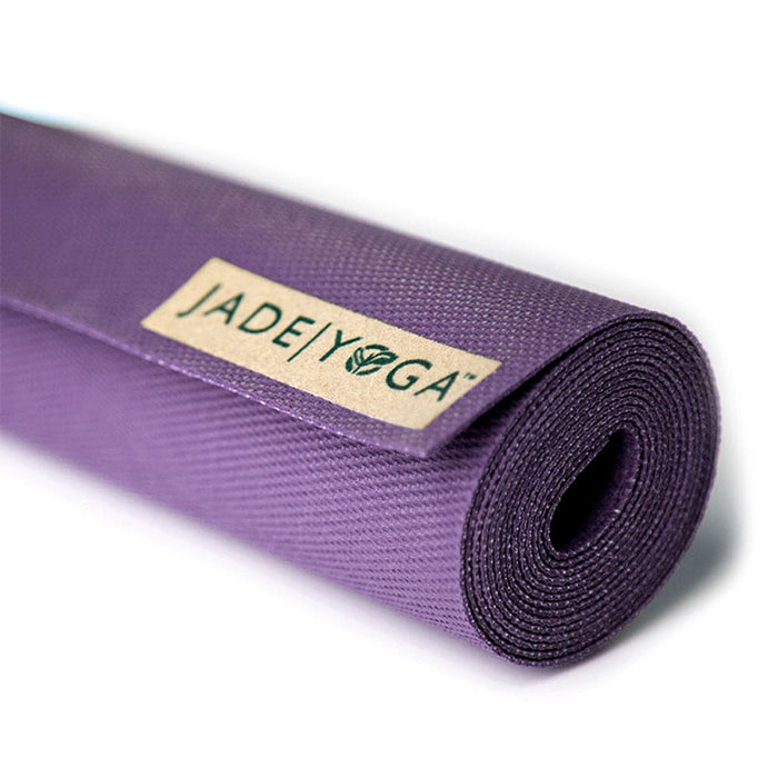 Portable Purple Yoga Mat Small Cork Block And Plant Based